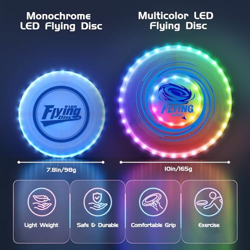 Wee Wonders Light Up Flying Discs Set 2 Pack - 7.8in & 10in Outdoor Toys