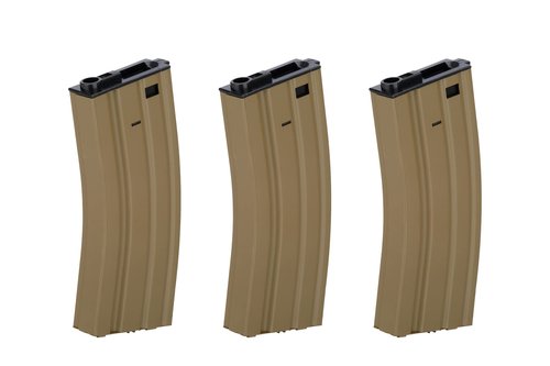Lancer Tactical Full Metal Steel M4/M16 300 Round High Capacity AEG Airsoft Magazine Clip (Tan/Pack of 3)