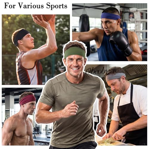 Soft Elastic Sports Headbands for Men - 7-Pack Multicolor Set