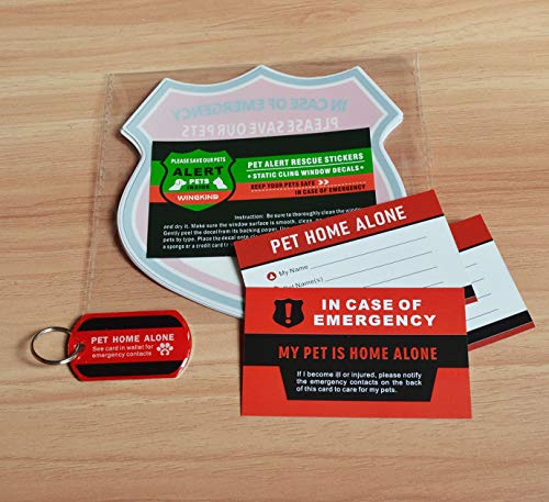 Pet Alert Stickers Set - Emergency Rescue Window Decals & Cards
