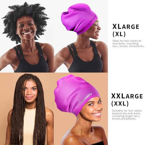 Extra Large Swim Cap for Braids & Dreadlocks - Purple XXL