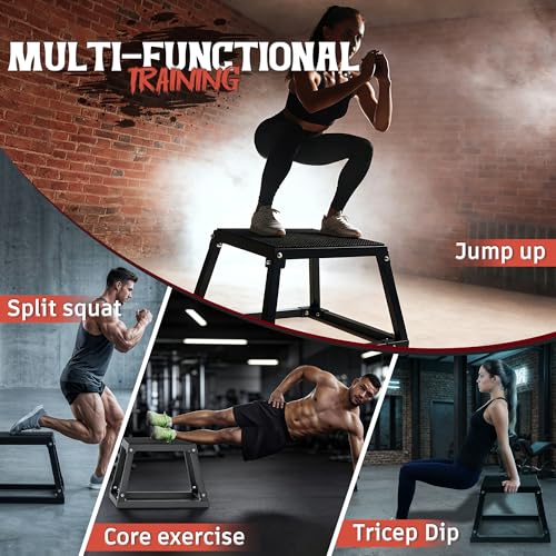 Heavy-Duty 18-Inch Plyometric Jump Box for Fitness Training - Black