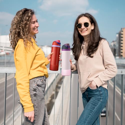 Silicone Water Bottle Boot - Anti-Slip Sleeve for Owala - Pink & Light Brown - 24 Ounce