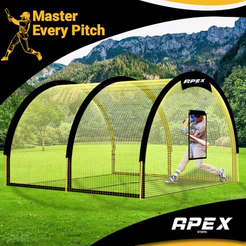 Portable Baseball & Softball Batting Cage with Pitching Machine Hole - 22ft x 12ft x 8ft