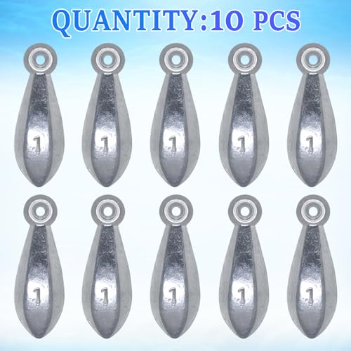 1oz Fishing Bank Sinkers - 10 Pack Durable Weights