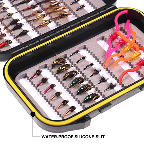 Wifreo 54-Piece Nymph Flies Assortment for Trout Flyfishing Waterproof Fly Box