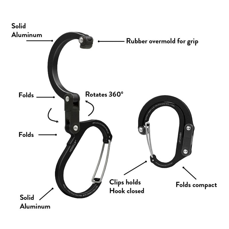 GEAR AID HEROCLIP Carabiner Gear Clip and Hook (Medium) for Camping, Backpack, and Garage Organization, Forest Green