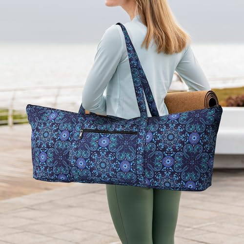 Large Yoga Mat Bag with Wet Pocket - Blue Tote