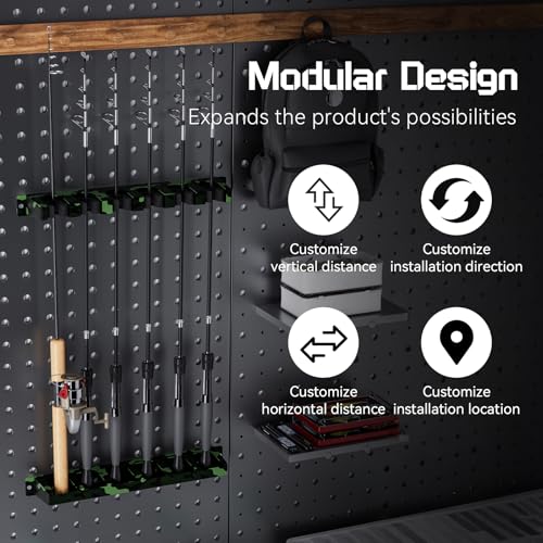 Vertical Fishing Rod Holder - Wall-Mounted for 6 Rods - Black