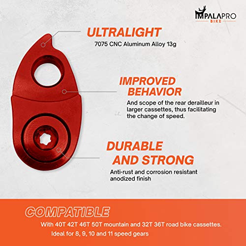 Bike Rear Derailleur Hanger Extender - Compatible with Shimano & SRAM, Red