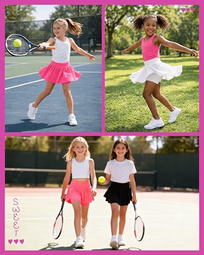 Sweet Hearts Girls Athletic Skort 2 Pack Black/Red 10-12 with Spandex Lining