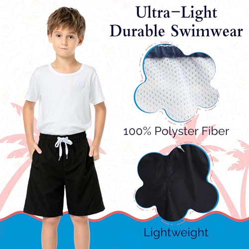 SIX ISLANDS Boys Swim Trunks 14-16 Years Quick-Dry Black Sunny Shoreline