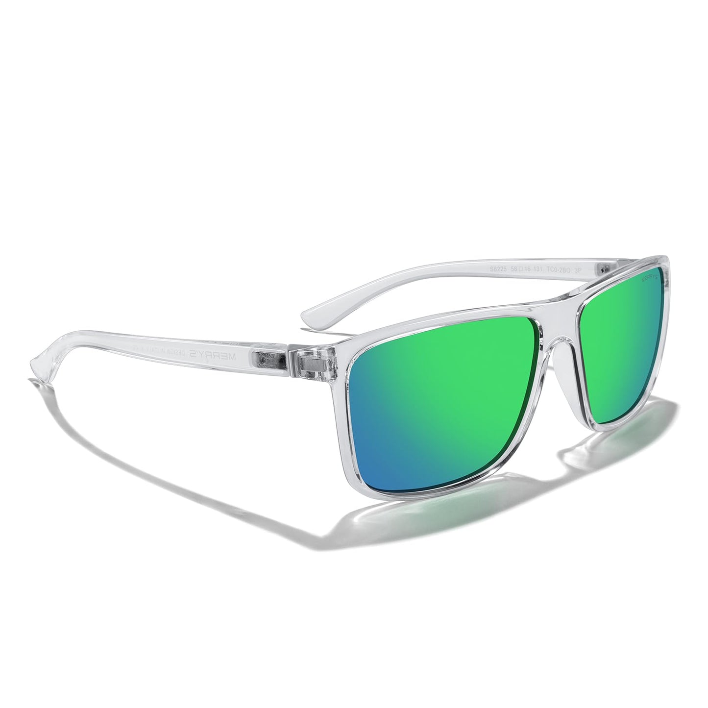 MERRY'S Rectangular Polarized Sports Sunglasses for Men Women Cycling Driving Fishing UV400 Protection S8225
