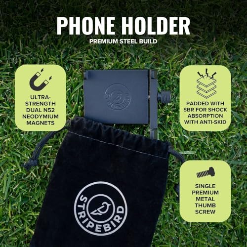 Magnetic Golf Cart Phone Holder - Black | Dual N52 Magnets