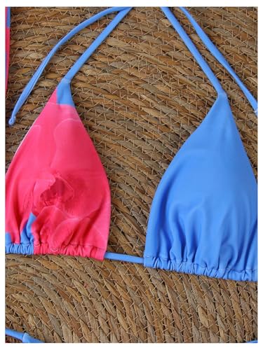 Women's 3-Piece Floral Halter Bikini Set with Beach Cover-Up Skirt