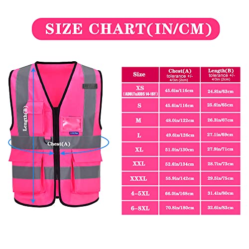 A-SAFETY Pink Safety Vests for Women,Working Safety Vest with Reflective Strips,Medium