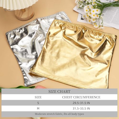 Metallic Strapless Top - Shiny Bandeau Tube Top - Gold Small