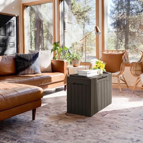 JUMMICO 31 Gallon Resin Deck Box Waterproof Indoor Outdoor Storage Boxes for Patio Furniture Cushions and Garden Tools (Brown)