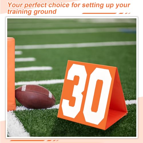 Football Yard Markers Set - 11 High Visibility Double-Sided Markers G, 10, 20, 30, 40, 50 - Orange