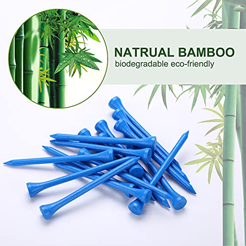 Durable Bamboo Golf Tees - 100 Pack, 3-1/4" Long, Blue