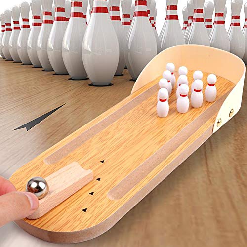 Mini Wooden Desktop Bowling Game Toy for Kids - Fun Classic Desk Game