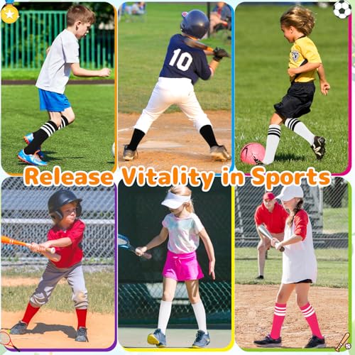 Youth Knee High Athletic Socks for Soccer Baseball - 3-6 Years, Pure Black
