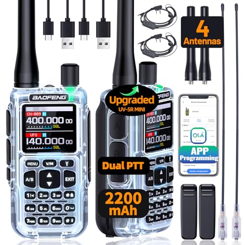 Baofeng UV-5R Mini Two-Way Radio 2 Pack with 2200mAh Battery USB-C Charger NOAA Weather Copy Frequency