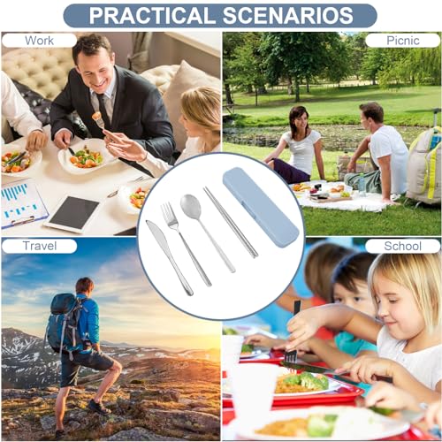 5-Piece Stainless Steel Travel Utensils Set with Storage Case