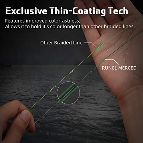 RUNCL MERCED Braided Fishing Line 10lb / 500yds, 4 Strands, Moss Green