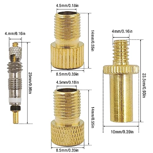 Presta Valve Core Set with Adapters for Tubeless Bikes - 10 Pcs