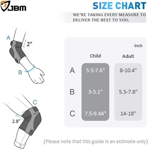 JBM Knee Pads, Elbow Pads & Wrist Guards - Protective Gear for Inline Skating & Skateboarding | Adult & Kids