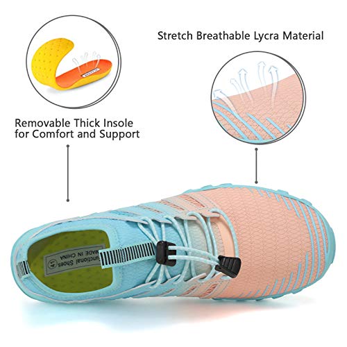 Quick-Dry Water Shoes for Men & Women - Ombre Pink Blue, Size 7.5 Women/6 Men