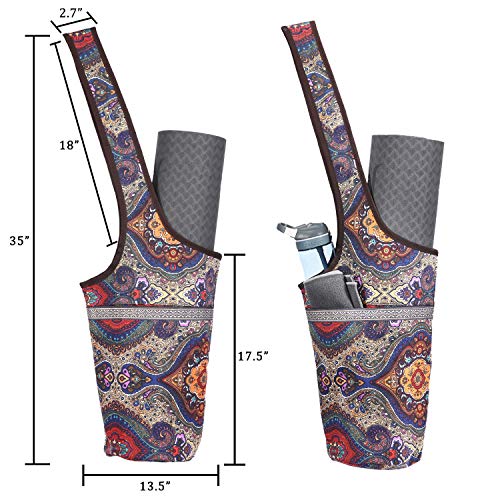 Canvas Yoga Mat Bag with Large Storage Pockets - Ancient Totem
