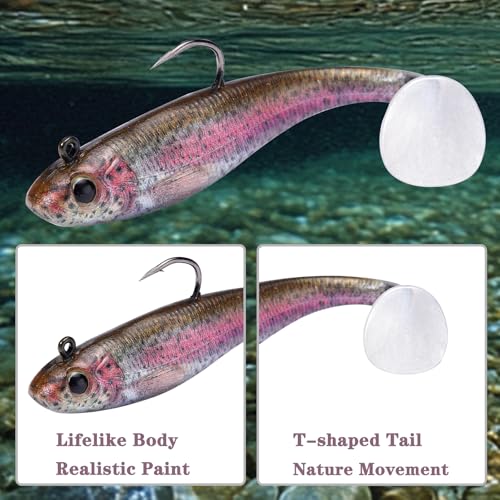 Paddle Tail Swim Baits - Realistic Soft Plastic Fishing Lures, 3.54" - 3 Pieces