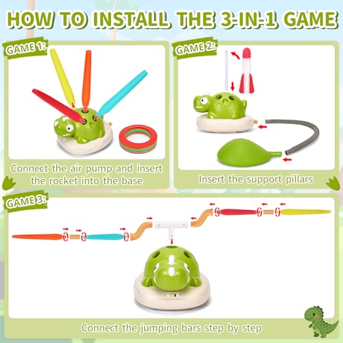 3-in-1 Dinosaur Rocket Launcher Toy - Musical Jump & Toss