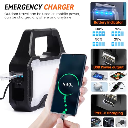 Solar Flashlight,Multifunctional Flashlight Solar Flashlight,led Flashlight Cell Phone Charger,USB Charging,Suitable for Home,Fishing,Outdoor Camping