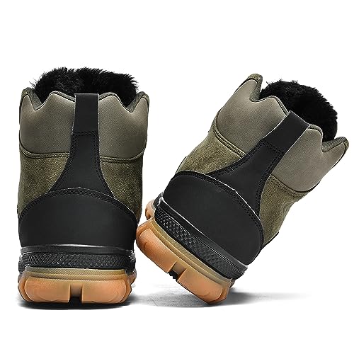 Wondamo Men’s Snow Boots Green/Black 12 Lightweight Waterproof Winter Boots