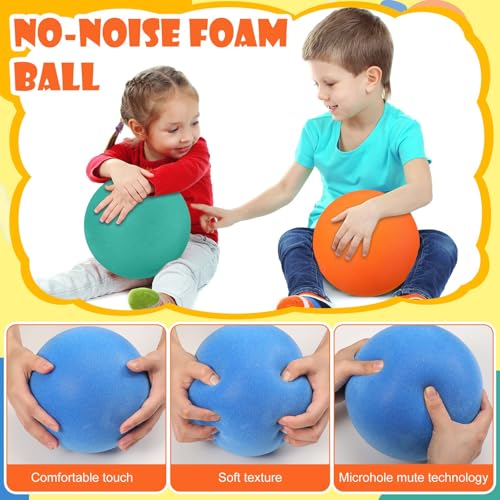 Seenelling 7 Inch Soft Foam Dodgeballs - 4 Pack, Lightweight Silent Playground Balls for Kids Indoor Sports