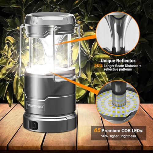 4 Pack Camping Lanterns Rechargeable Collapsible, 65 LED 3 Lighting Modes, 1000LM Dimmable Camping Lights Waterproof, Portable Lantern for Camping Essentials Power Outages Tent Emergency Home Hiking