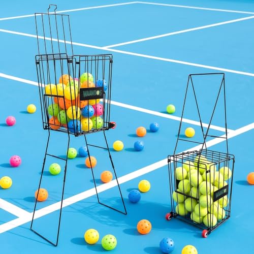 Portable Tennis Ball Hopper - 75 Ball Capacity, Dual Use