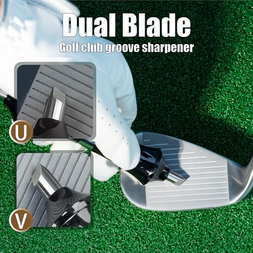 SANDIAN Golf Club Groove Sharpener, Dual Blade Carbide SKD11 with Case