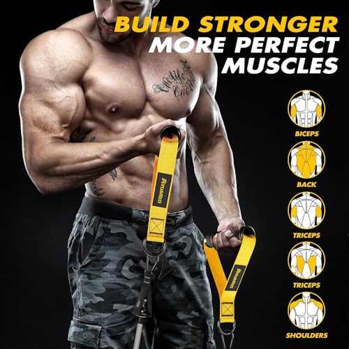 Heavy Duty Exercise Handles - Yellow Cable Attachments for Gym