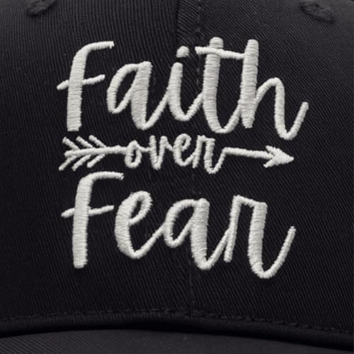 Faith Over Fear Christian Baseball Cap Embroidered Hat Black White - Religious Gift
