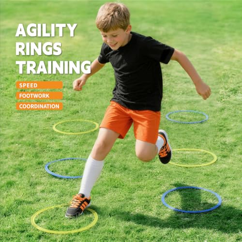 11-Inch Hopscotch Rings Agility Set for Kids Obstacle Course - 10 Pieces with Connectors