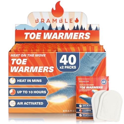 Bramble Adhesive Toe Warmers 40 Pairs - Long-Lasting Cold Weather Foot Heating