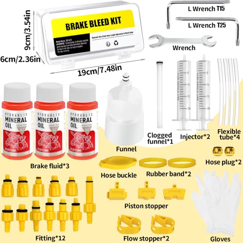 Hydraulic Brake Bleed Kit with 180ML Mineral Oil for Shimano Tektro TRP MTB & Road Bikes