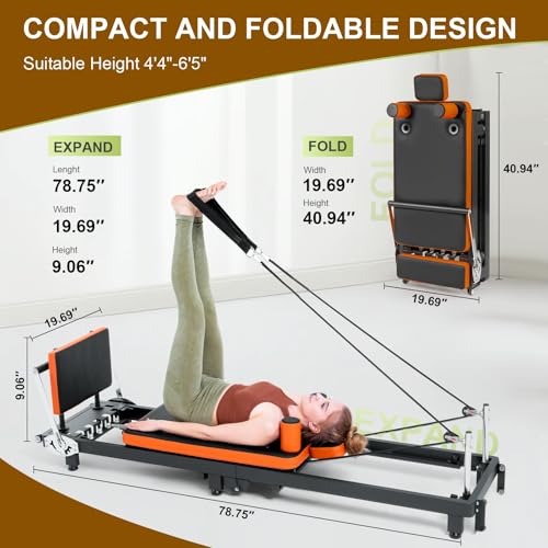 Foldable Pilates Reformer Machine for Home & Gym - 500 LBS Capacity