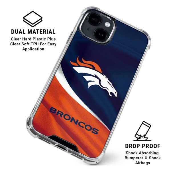 iPhone 15 Clear Phone Case - Official NFL Denver Broncos Design