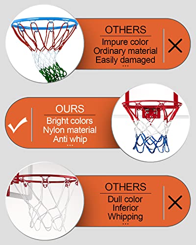 Mini Basketball Net Replacement 8 Loop - Red White and Blue (2 Pack)