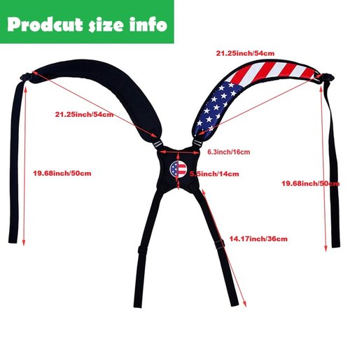 Alinfu Golf Bag Shoulder Strap Replacement, Adjustable Golf Bag Pad Straps Comfortable Backpack Carrying Straps with USA Flag Pattern